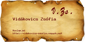 Vidákovics Zsófia névjegykártya